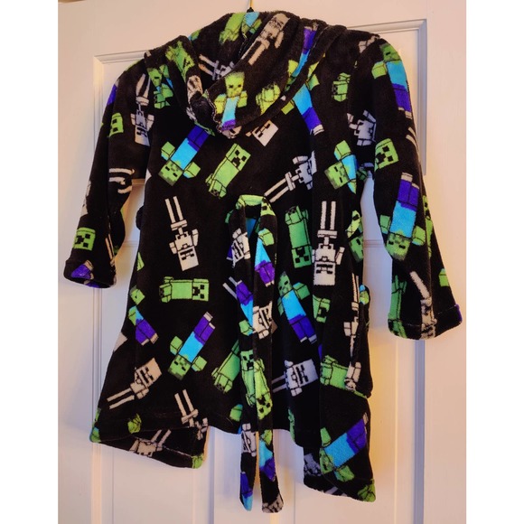 Kids Minecraft Robe with Hood and Belt Sz 8 Fleece WARM! - Picture 2 of 4